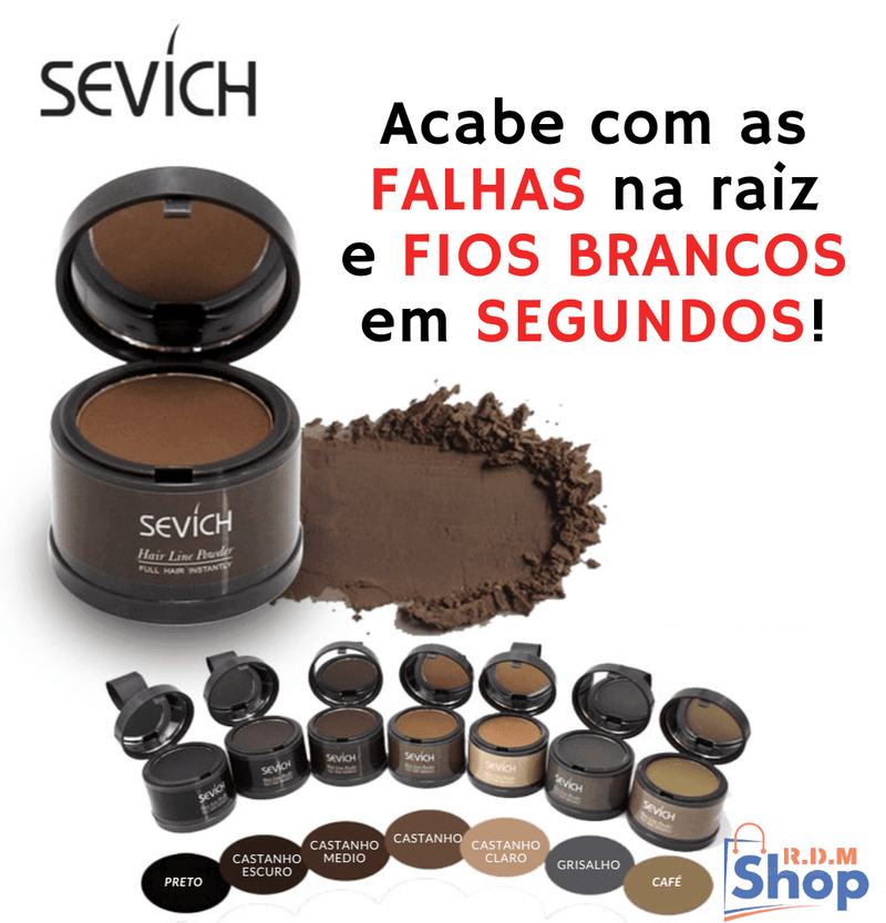 Pó Maquiagem p/ Cabelo a prova D'agua - SEVÍCH ✅ - Beleza Dedicada